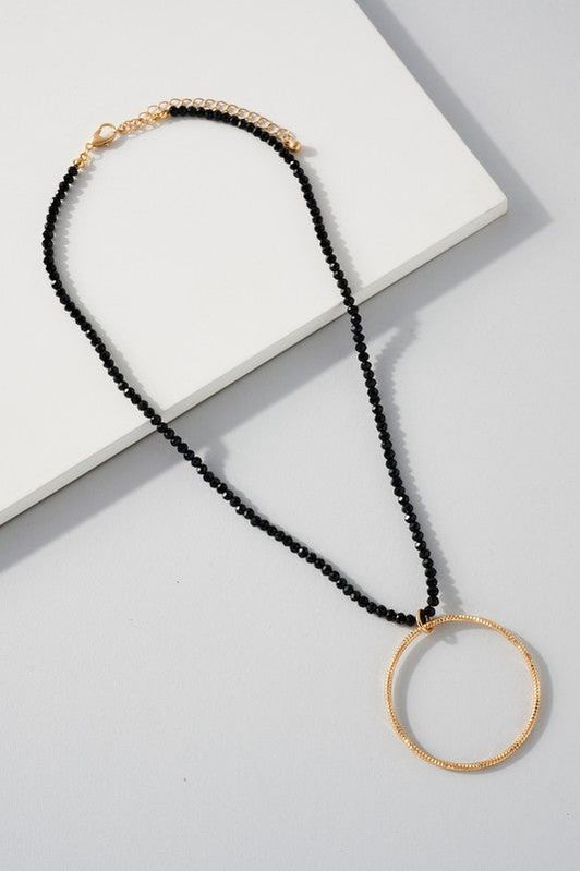 Beaded Circle Pendant Necklace