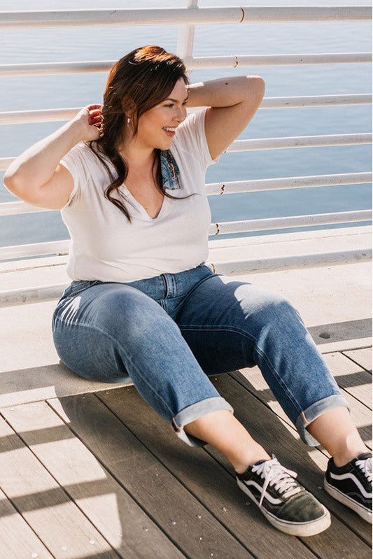 Curvy Flying Monkey Cuffed Boyfriend Jeans