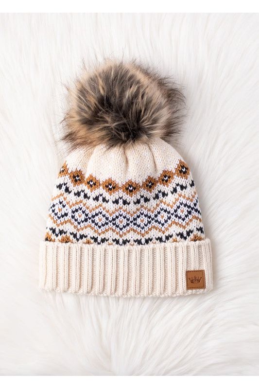 Rocky Patterned Pom Hat