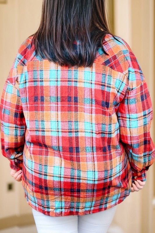 Big Sky Blossom Curvy Plaid Goodness Shirt