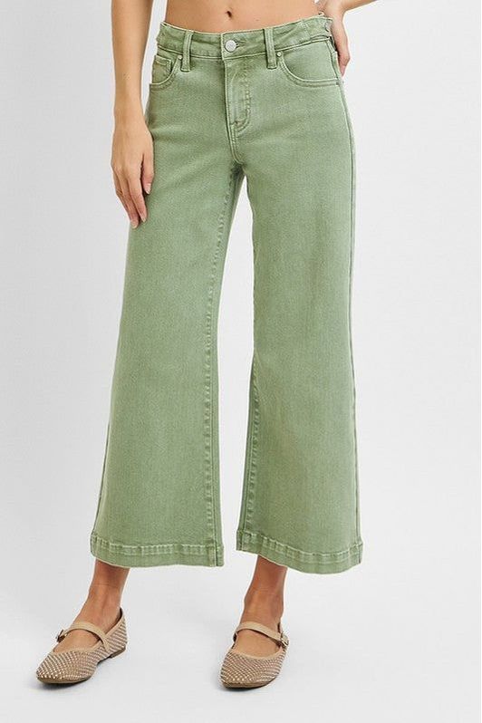 Risen Olive Wide Leg Jeans