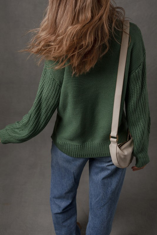 The Mist Green Cable Sweater