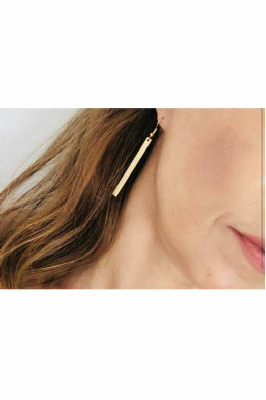 Long Bar Hanging Metal Earrings