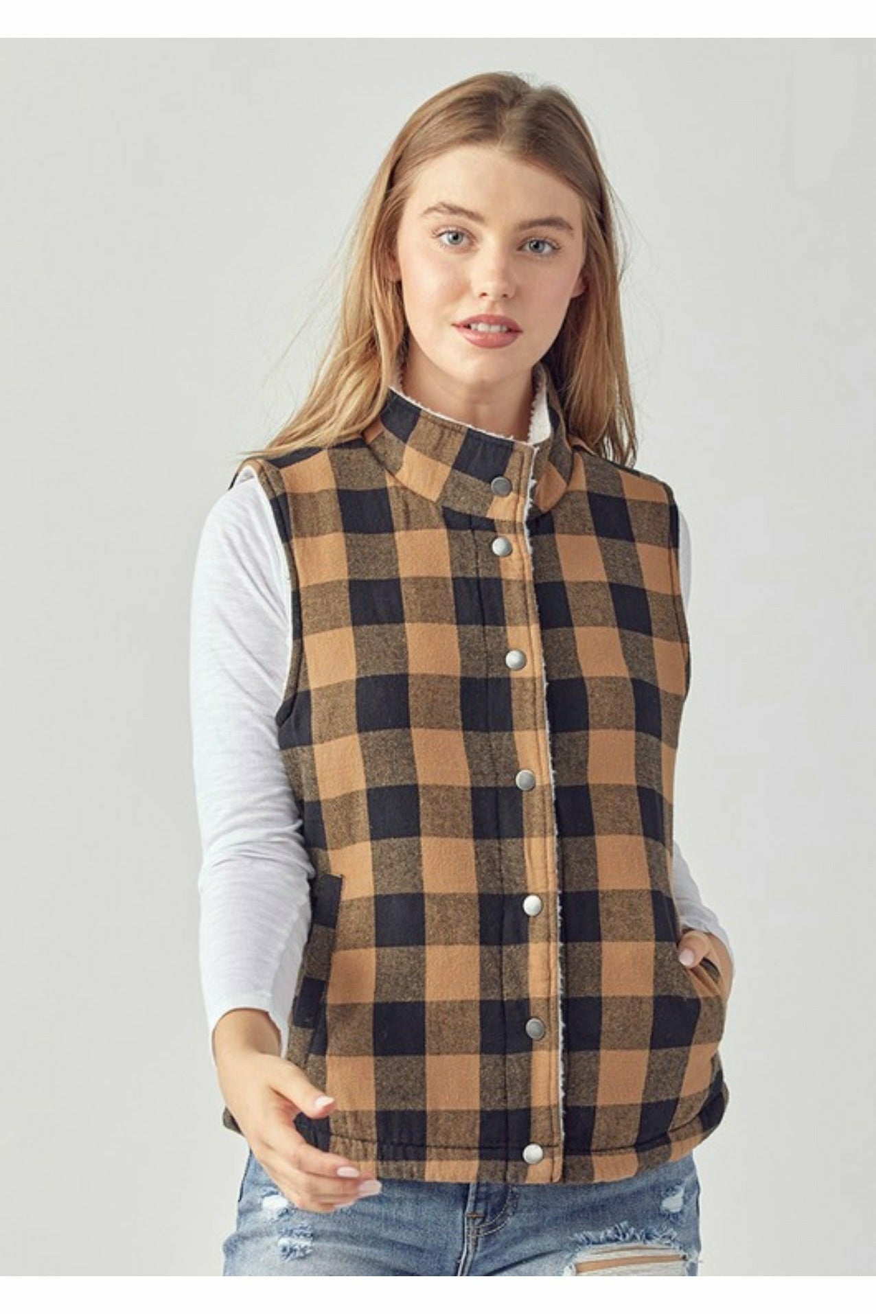 Buffalo Plaid Trucker Vest