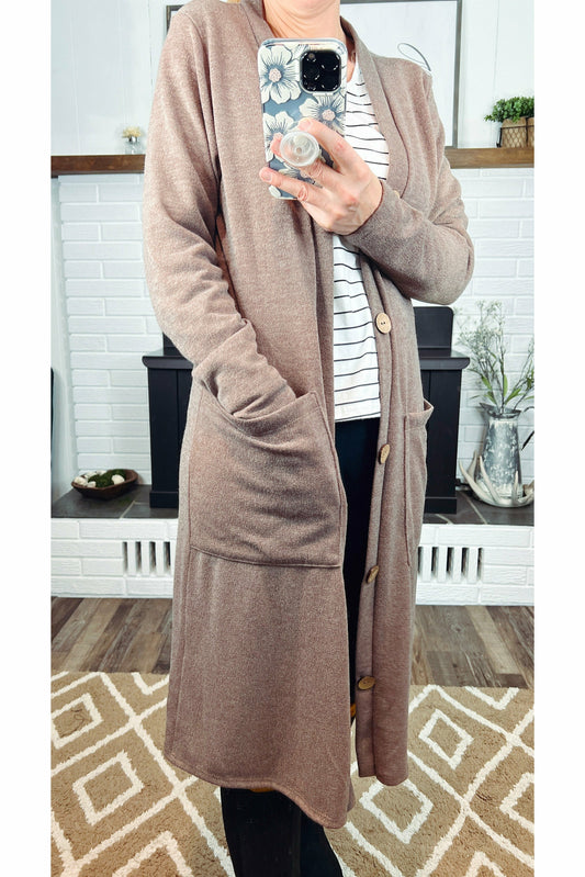 Bethany Mocha Duster Cardigan