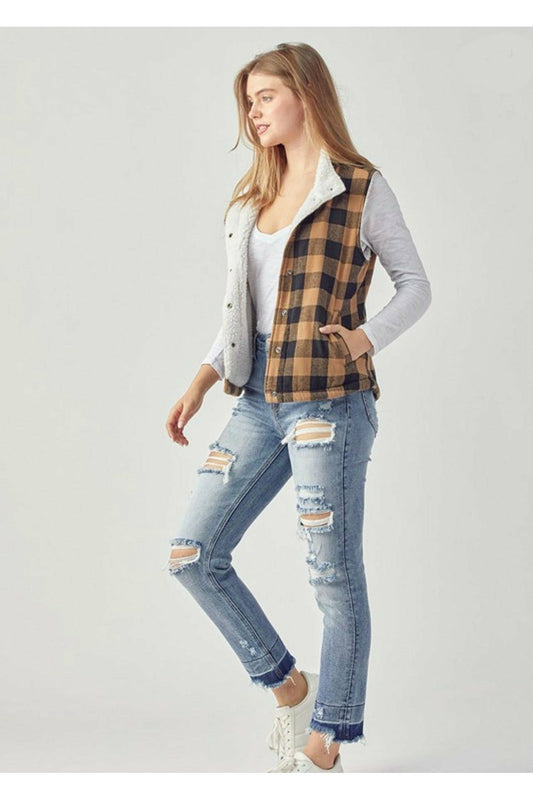 Buffalo Plaid Trucker Vest