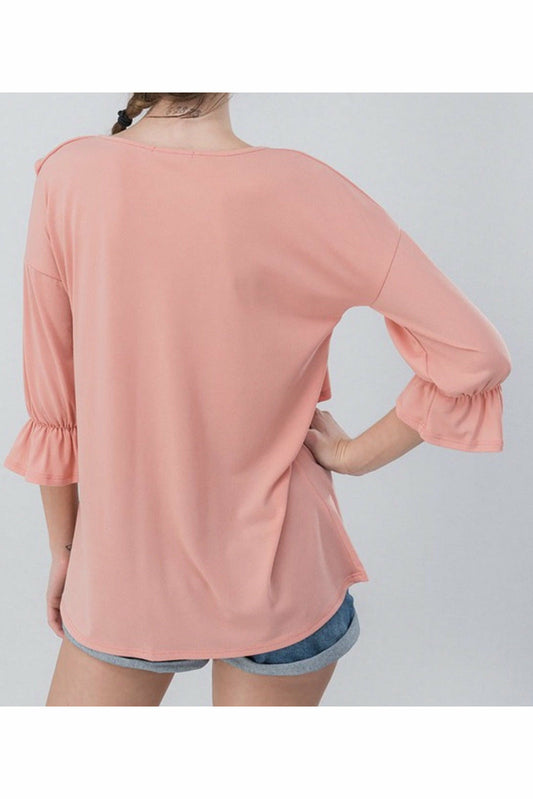 Ruffle Bishop Sleeve Top