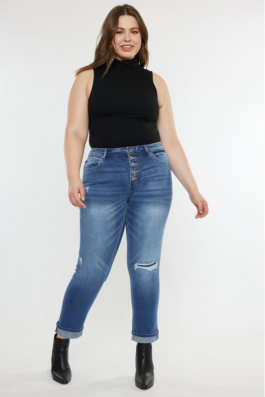 Curvy Kan Can Sol Cuffed Boyfriend Jeans