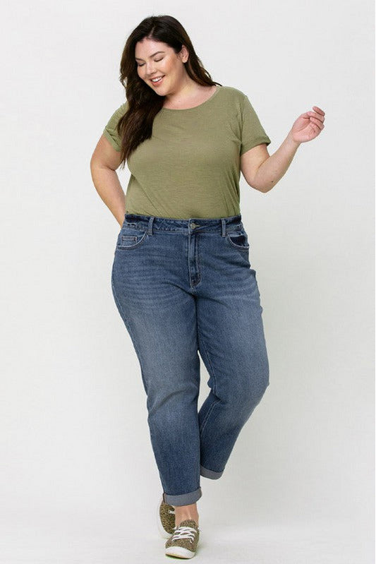 Curvy Flying Monkey Cuffed Boyfriend Jeans