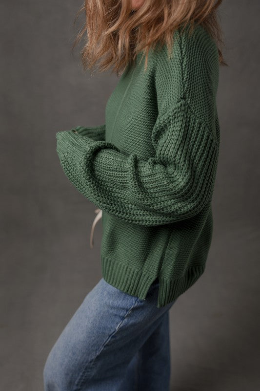 The Mist Green Cable Sweater