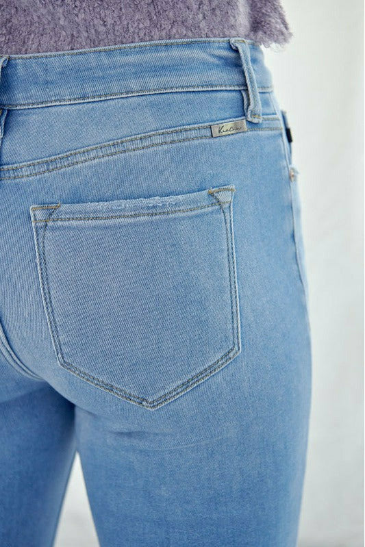 Kan Can Button Light Rolled Hem Jeans