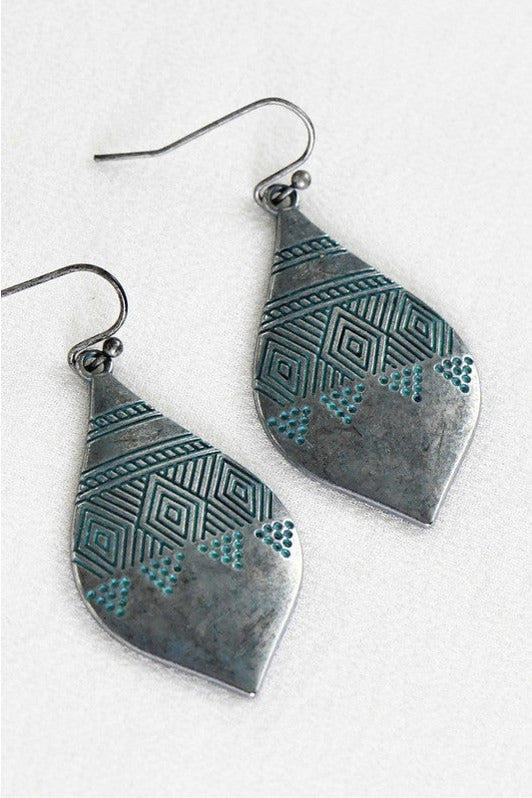 Stamped Metal Patina Earrings