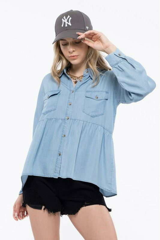 Denim Chambray Top