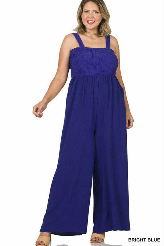 Smocked Woven Jumpsuit
