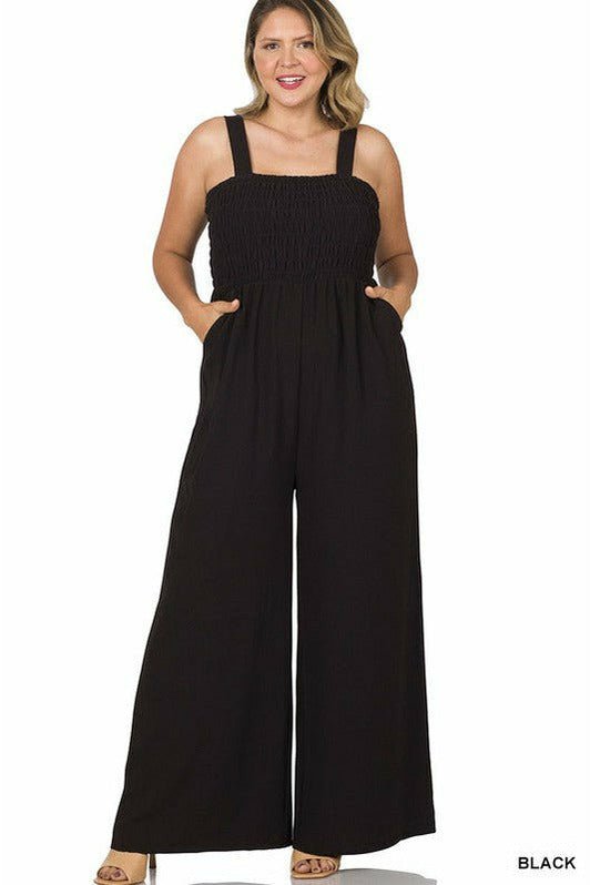Smocked Woven Jumpsuit