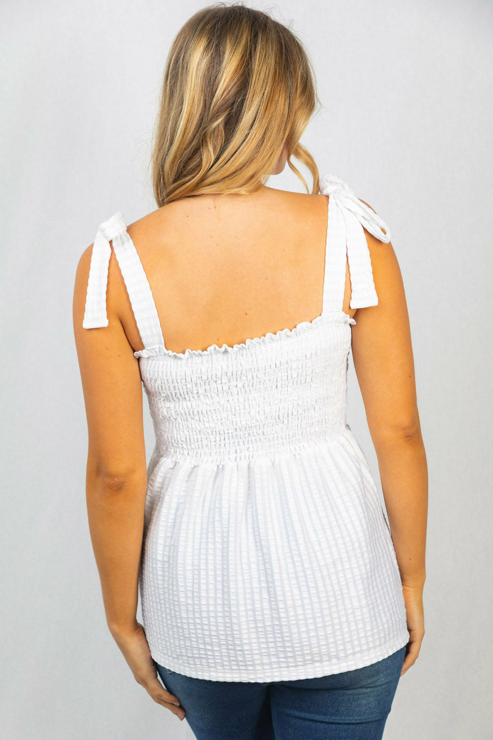 Clouds of White Smocked Top