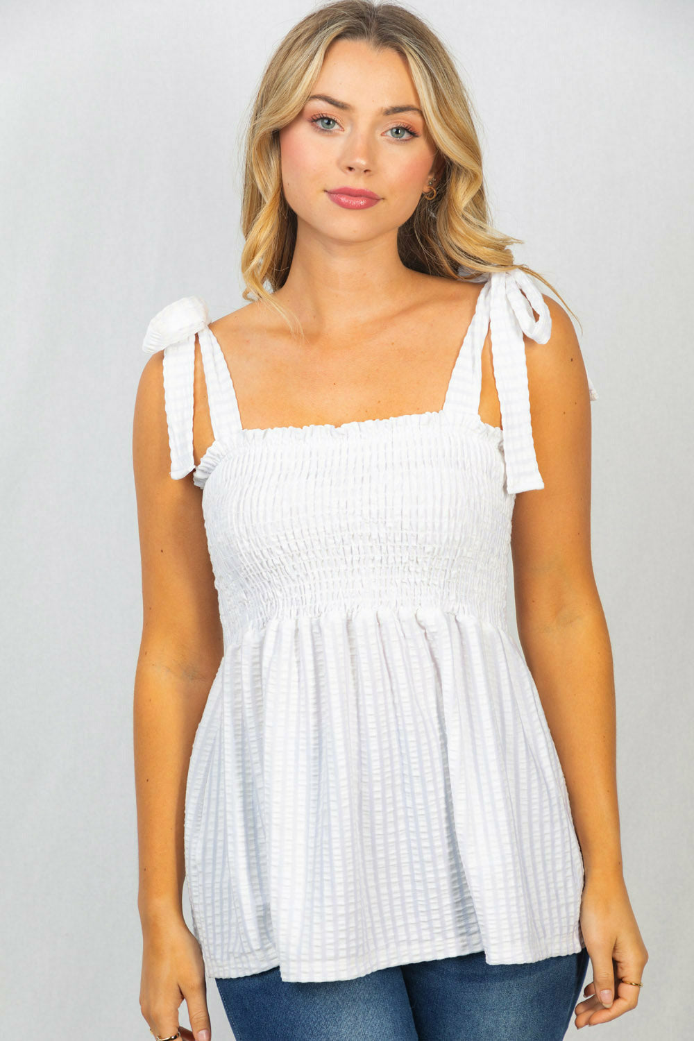 Clouds of White Smocked Top
