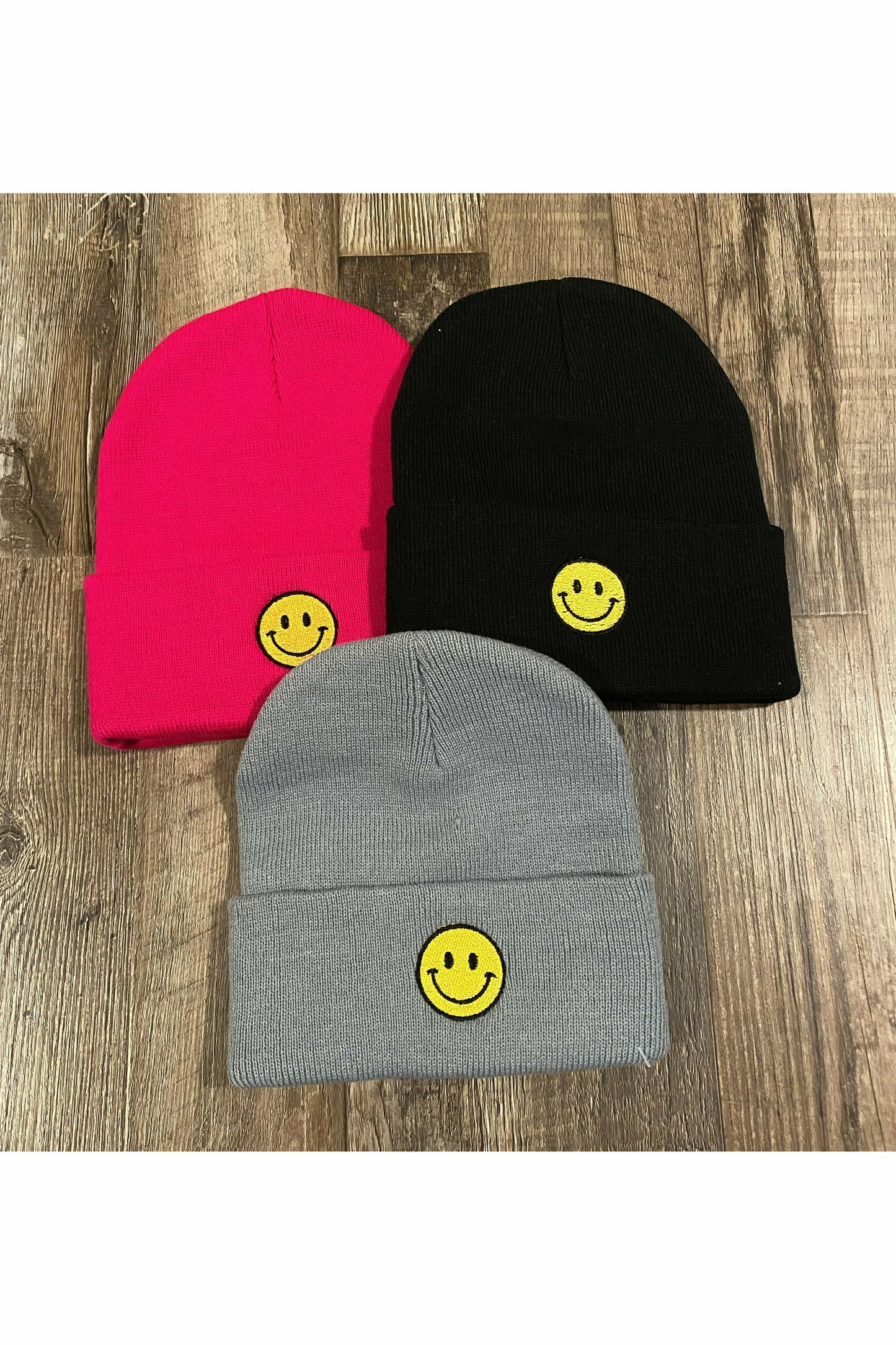 Embroidered Smiley Face Beanies