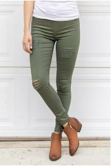 Distressed Perfect Mid Rise Skinny Pants